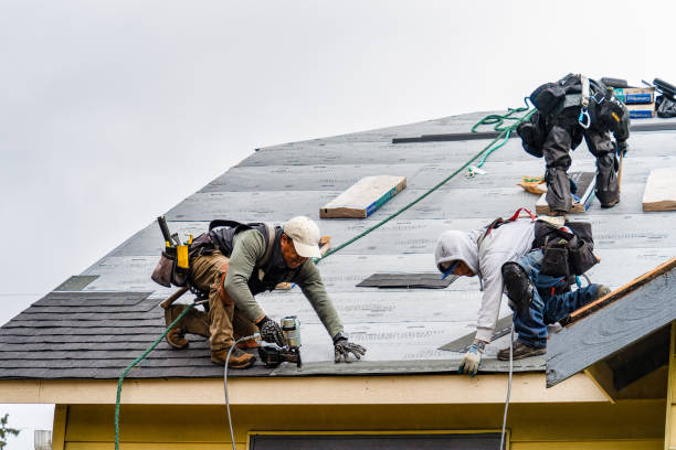 Professional Gutter Installation technician working in Victoria, IL